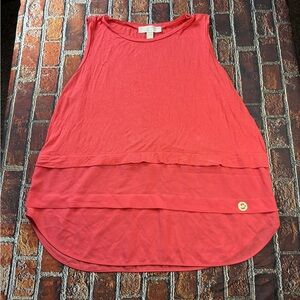 Michael Kors Vibrant Red Double-Layer Tank Top